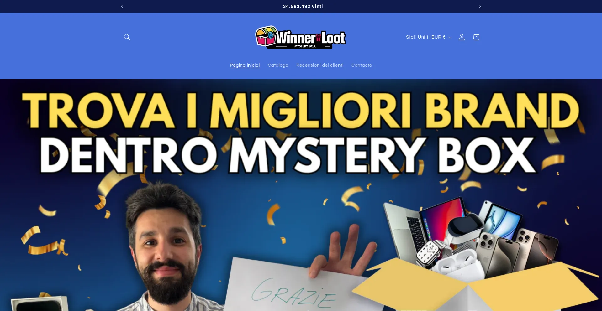 Website screenshot of Winnerloot.com