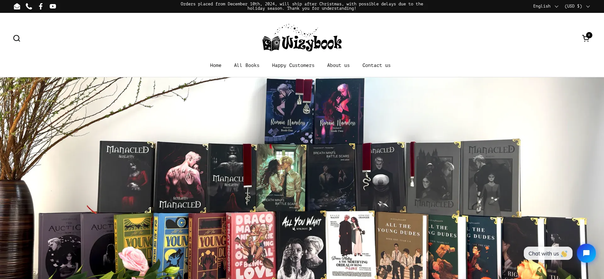 Website screenshot of Wizybook.com