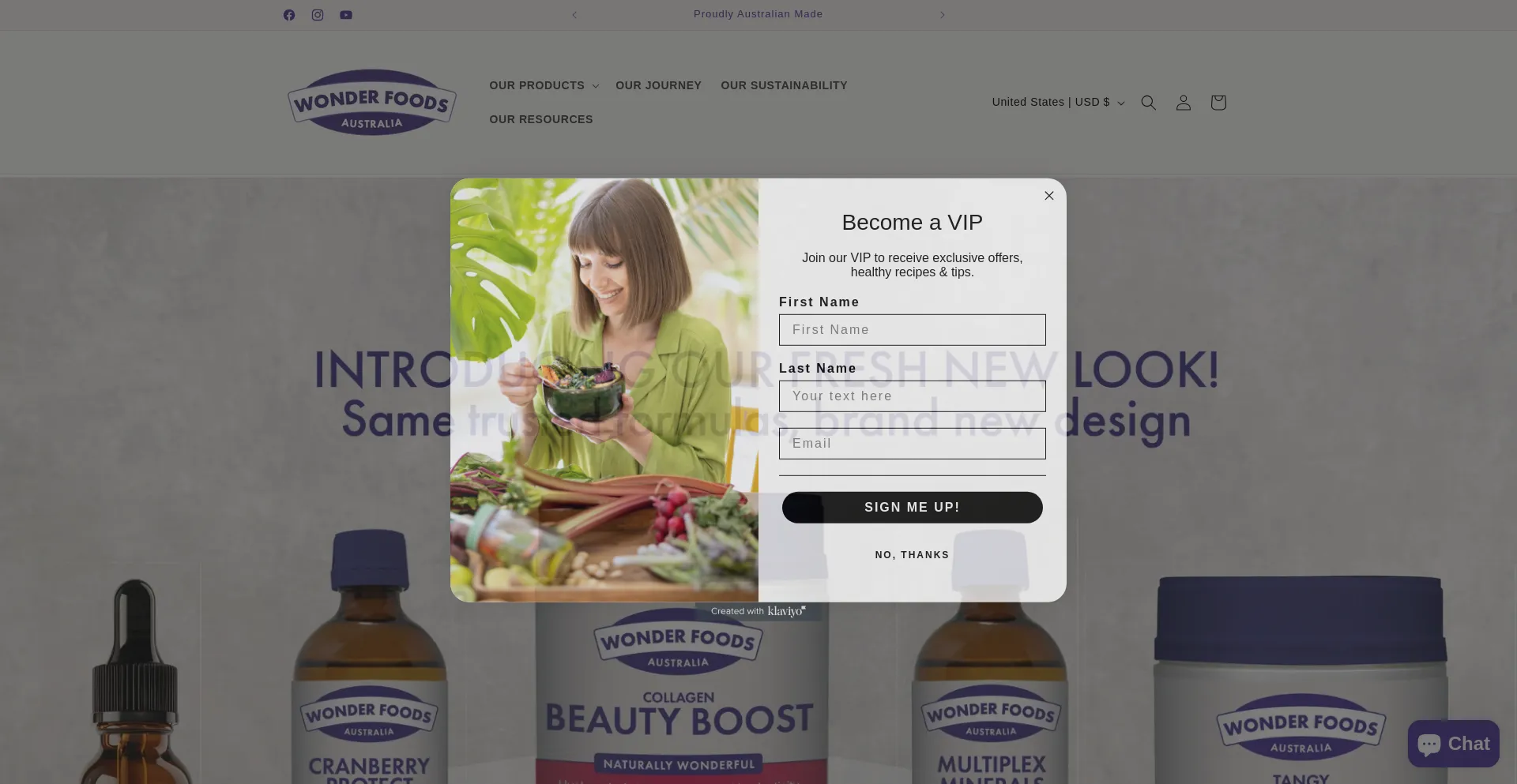 Website screenshot of Wonderfoodsau.com