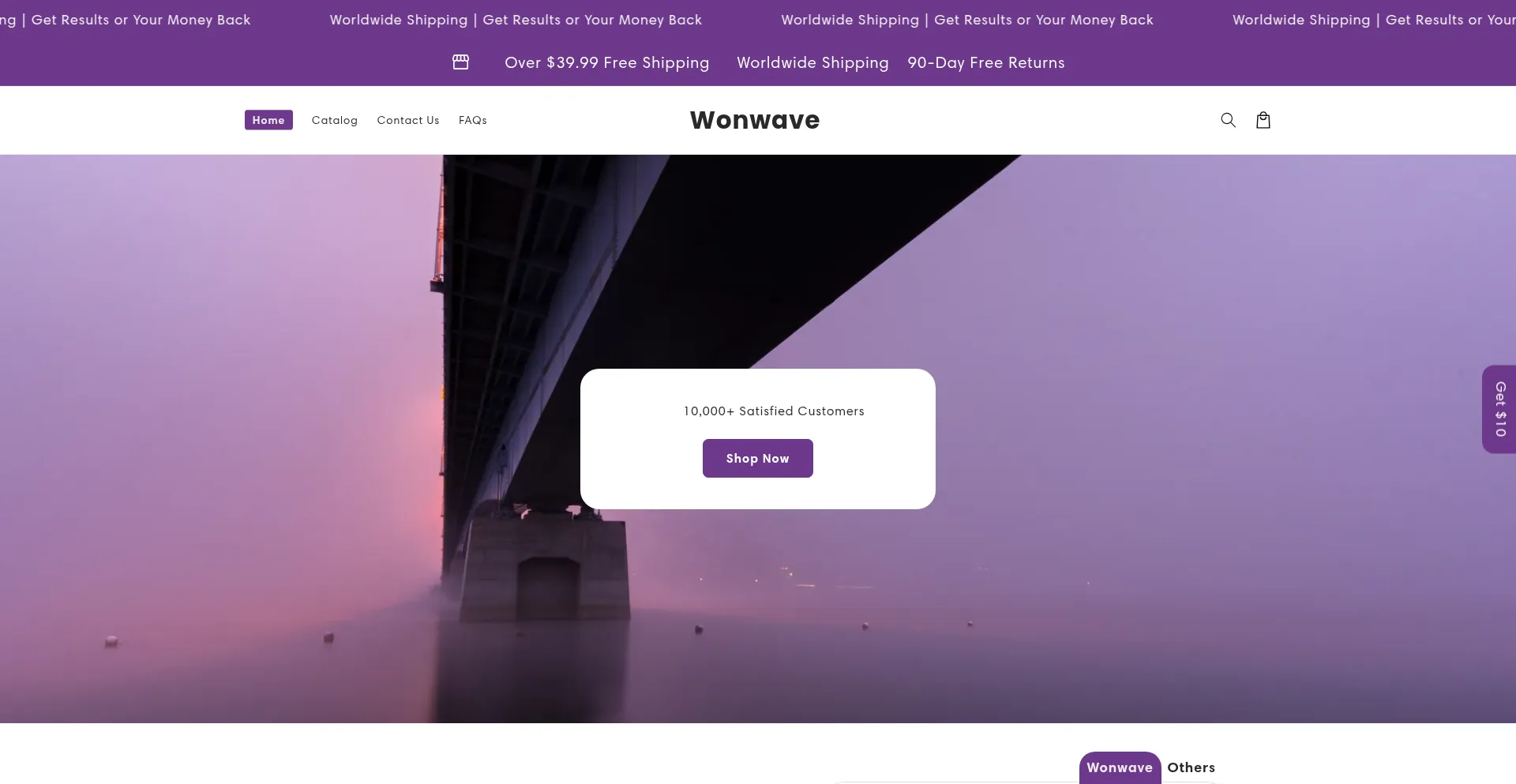 Website screenshot of Wonwave.com