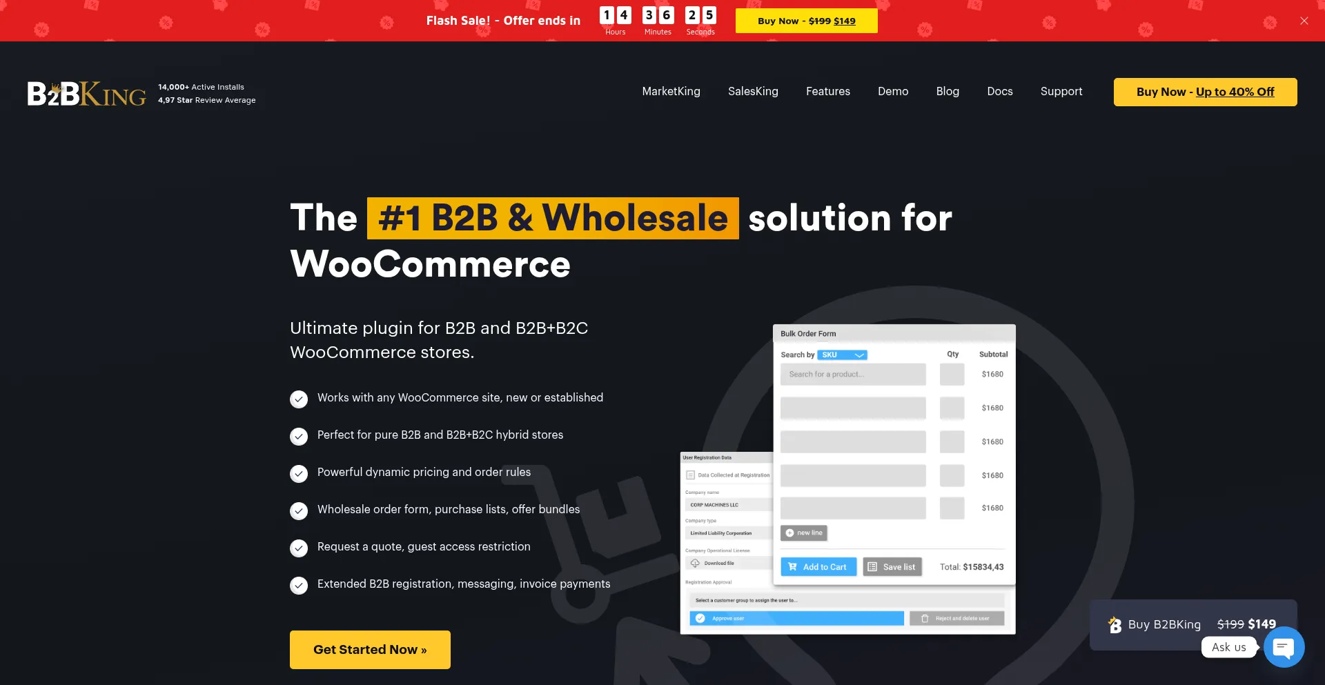 Website screenshot of Woocommerce-b2b-plugin.com