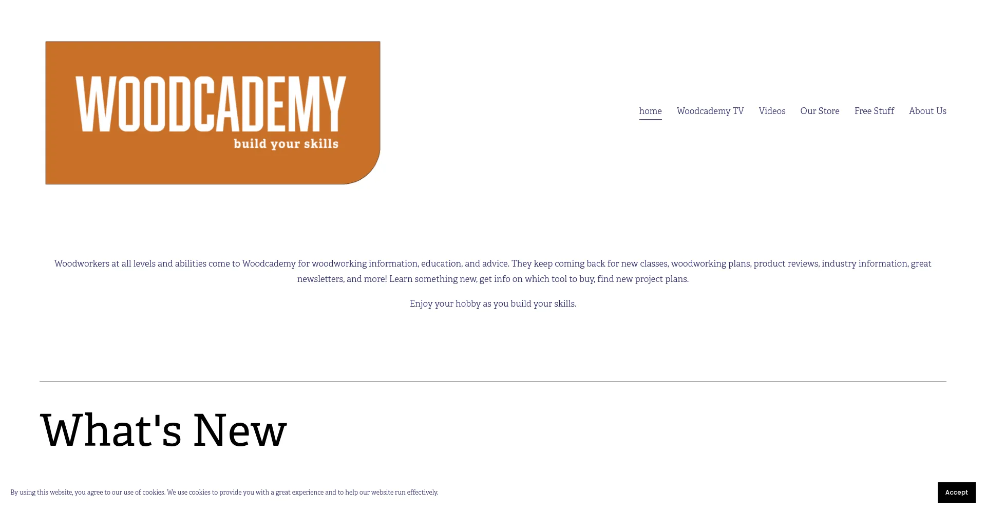 Website screenshot of Woodcademy.com
