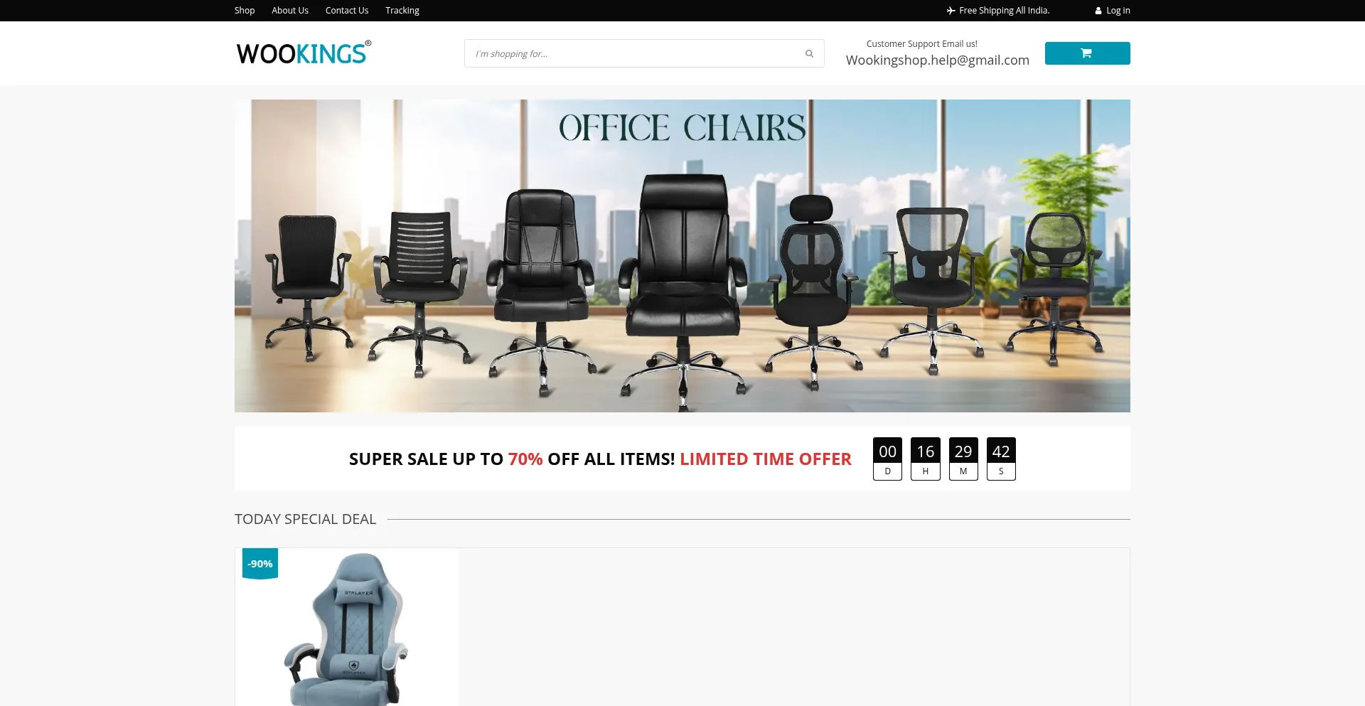 Website screenshot of Wookings.shop