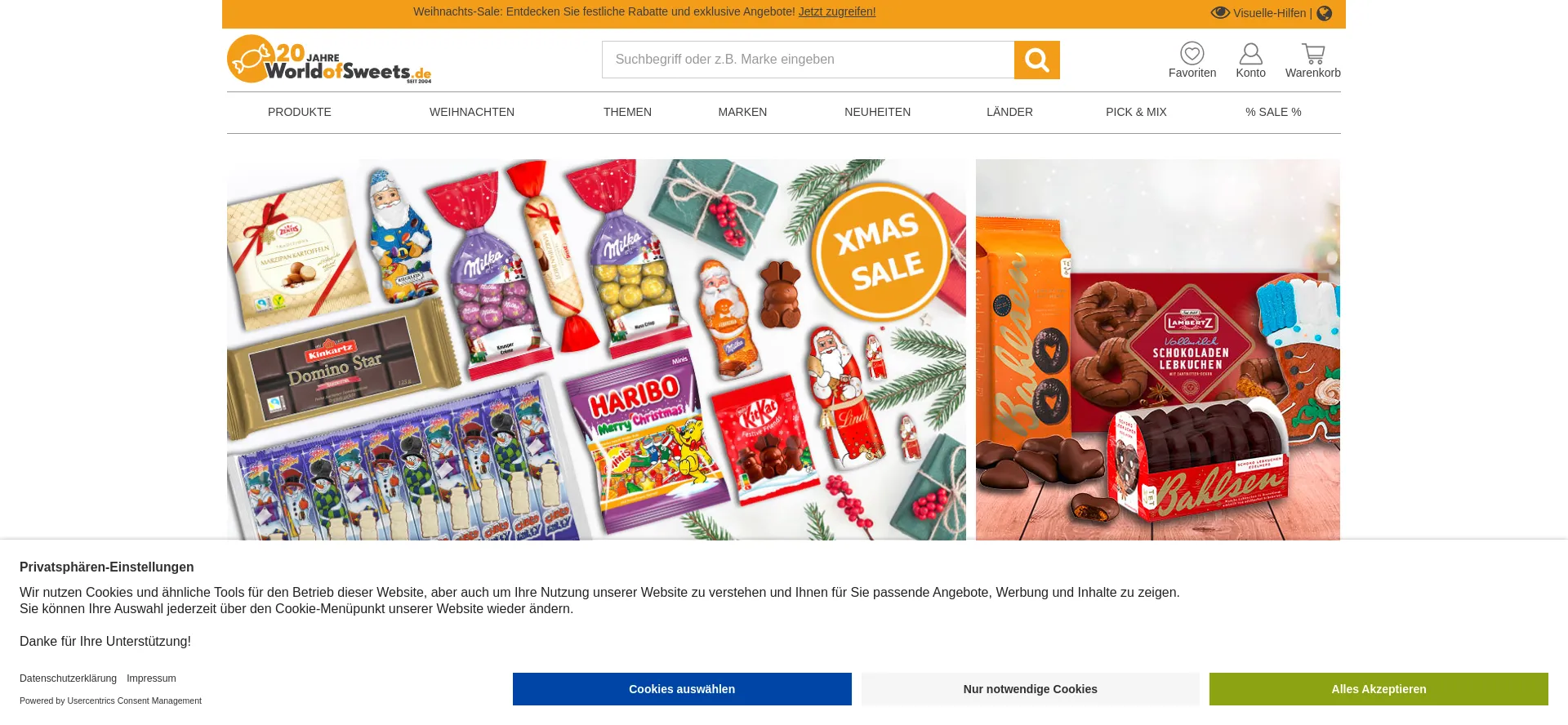 Website screenshot of Worldofsweets.de