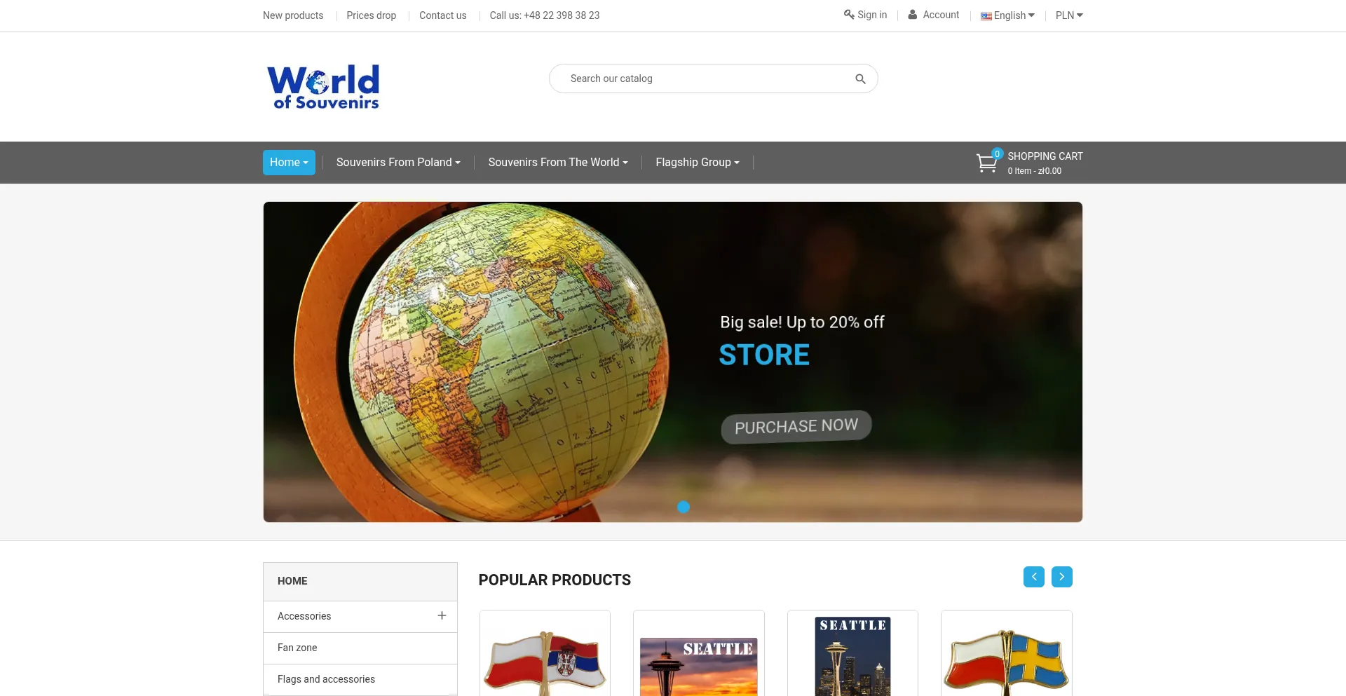 Website screenshot of Worldsouvenirs.pl