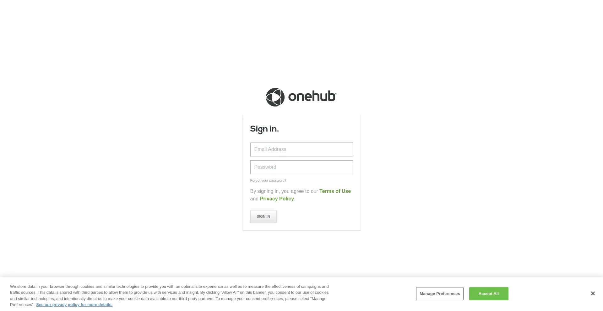 Website screenshot of Ws.onehub.com