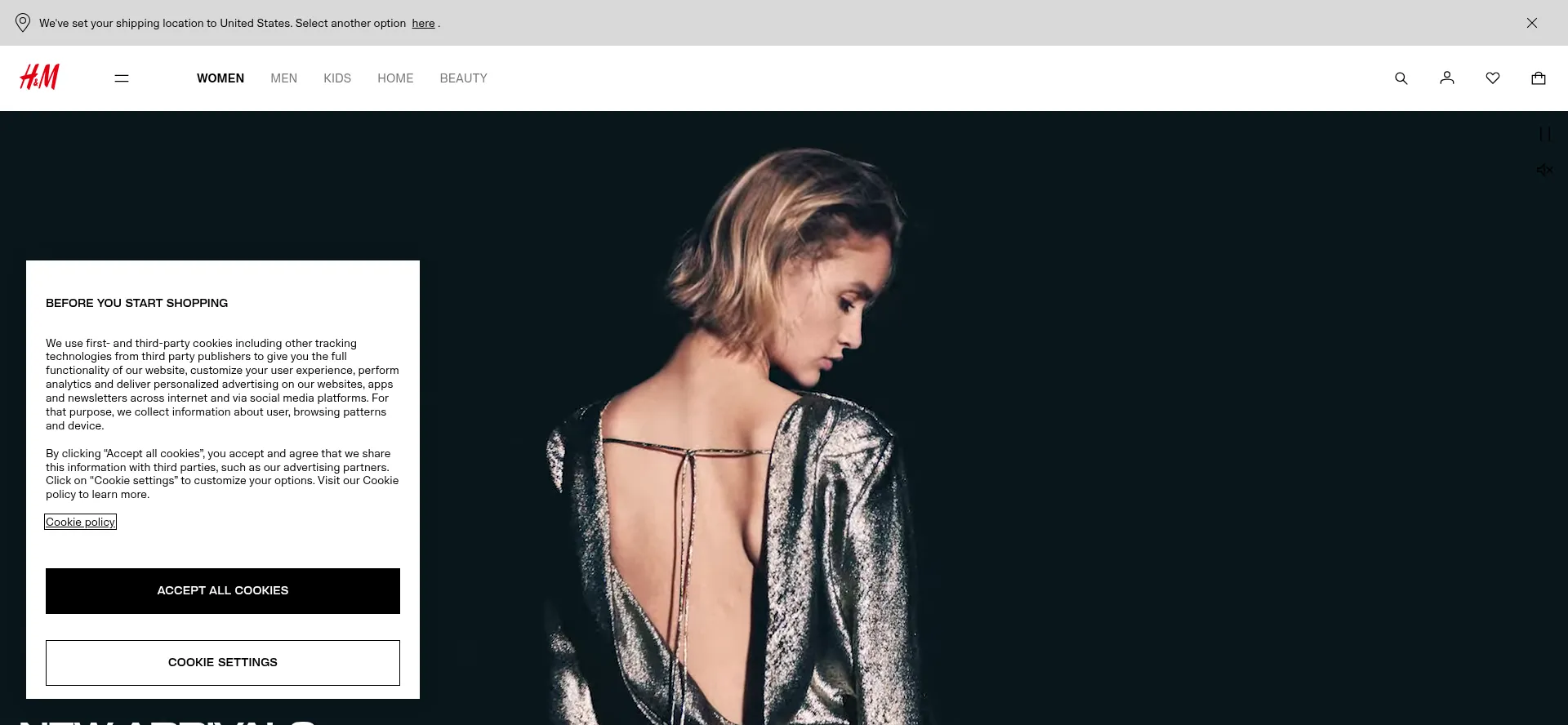 Website screenshot of Www2.hm.com