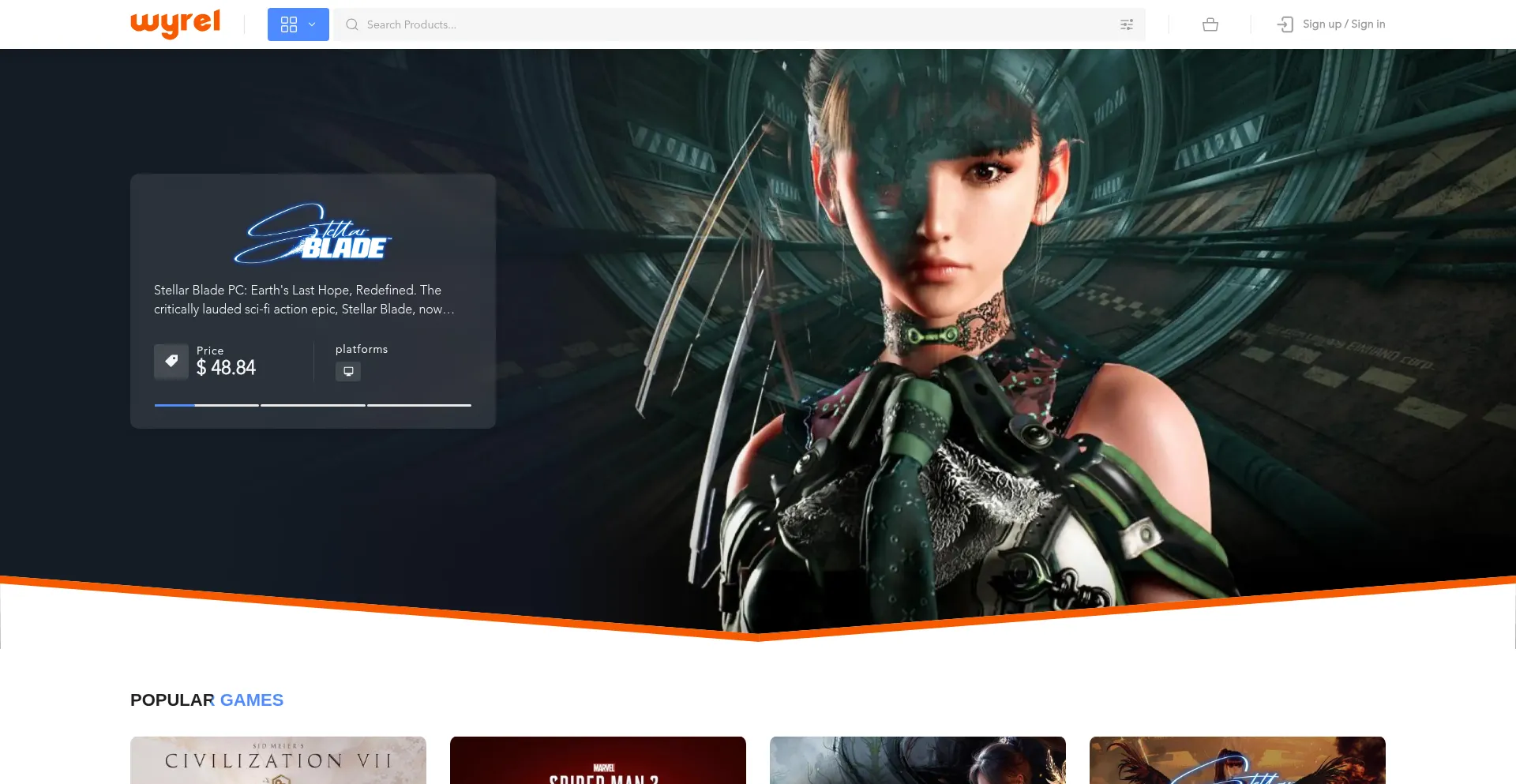 Website screenshot of Wyrel.com