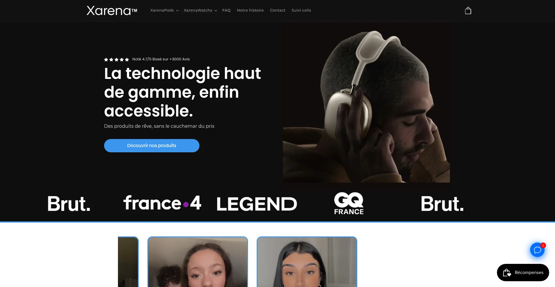Website screenshot of Xarena.fr