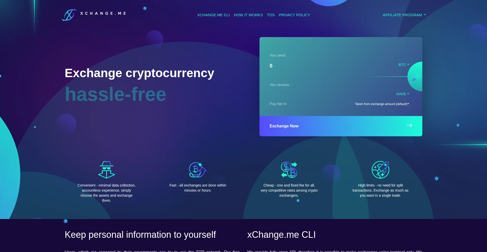 Website screenshot of Xchange.me