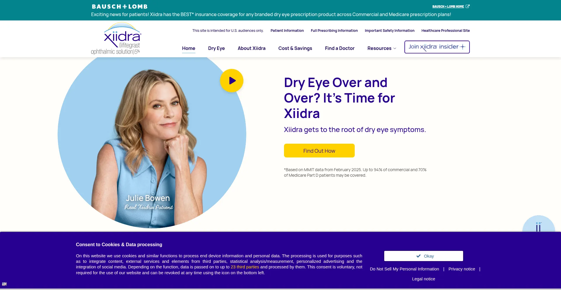Website screenshot of Xiidra.com