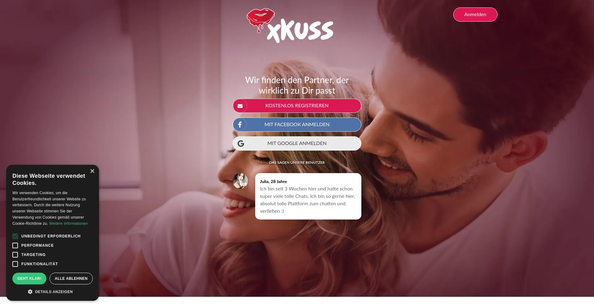 Website screenshot of Xkuss.com