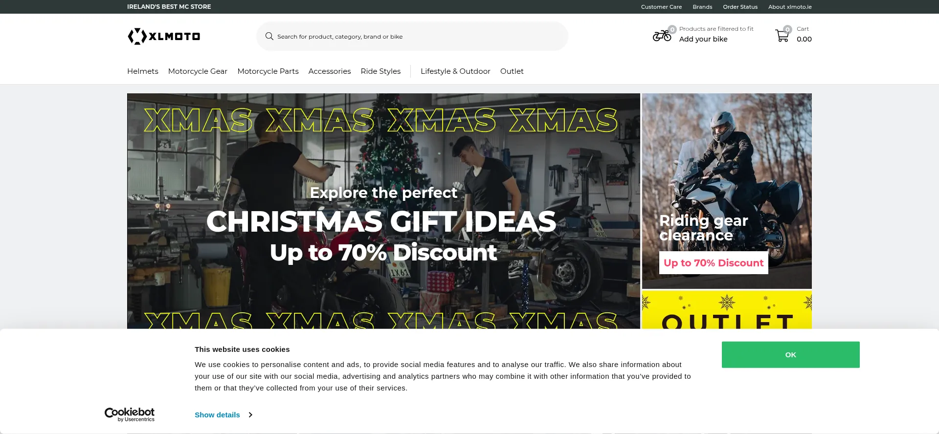 Website screenshot of Xlmoto.ie