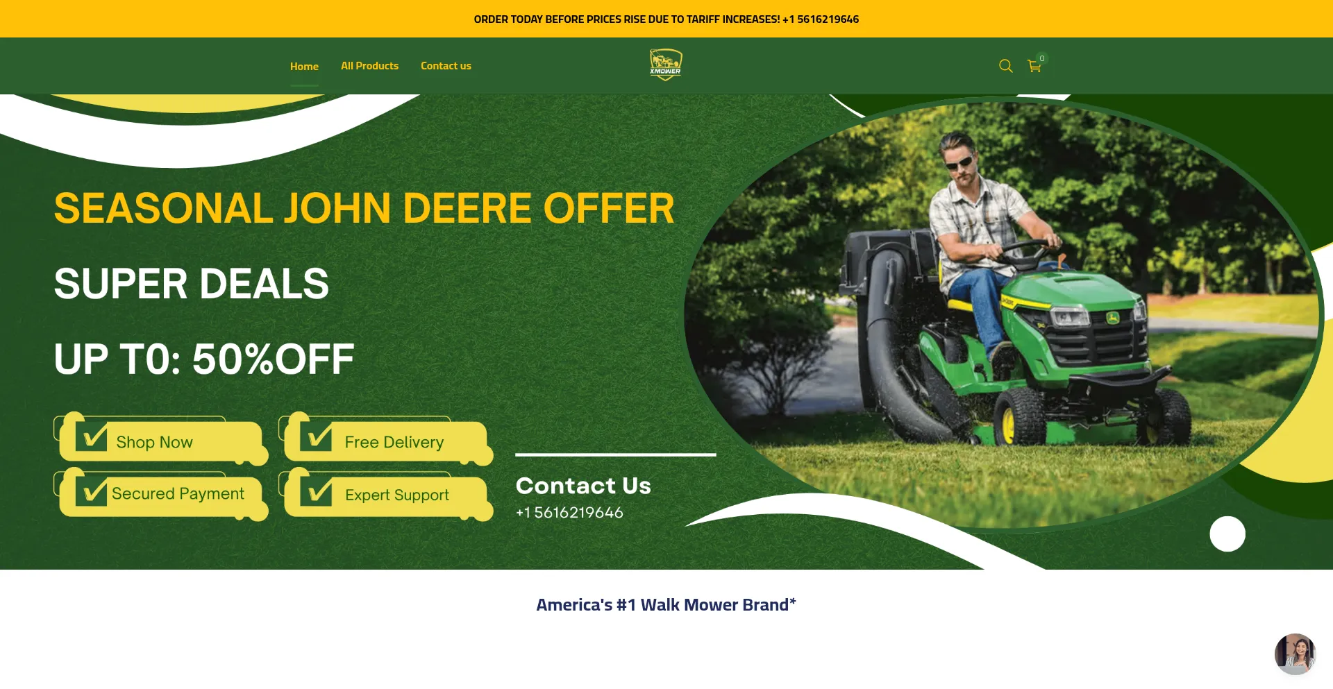 Website screenshot of Xmowers.com