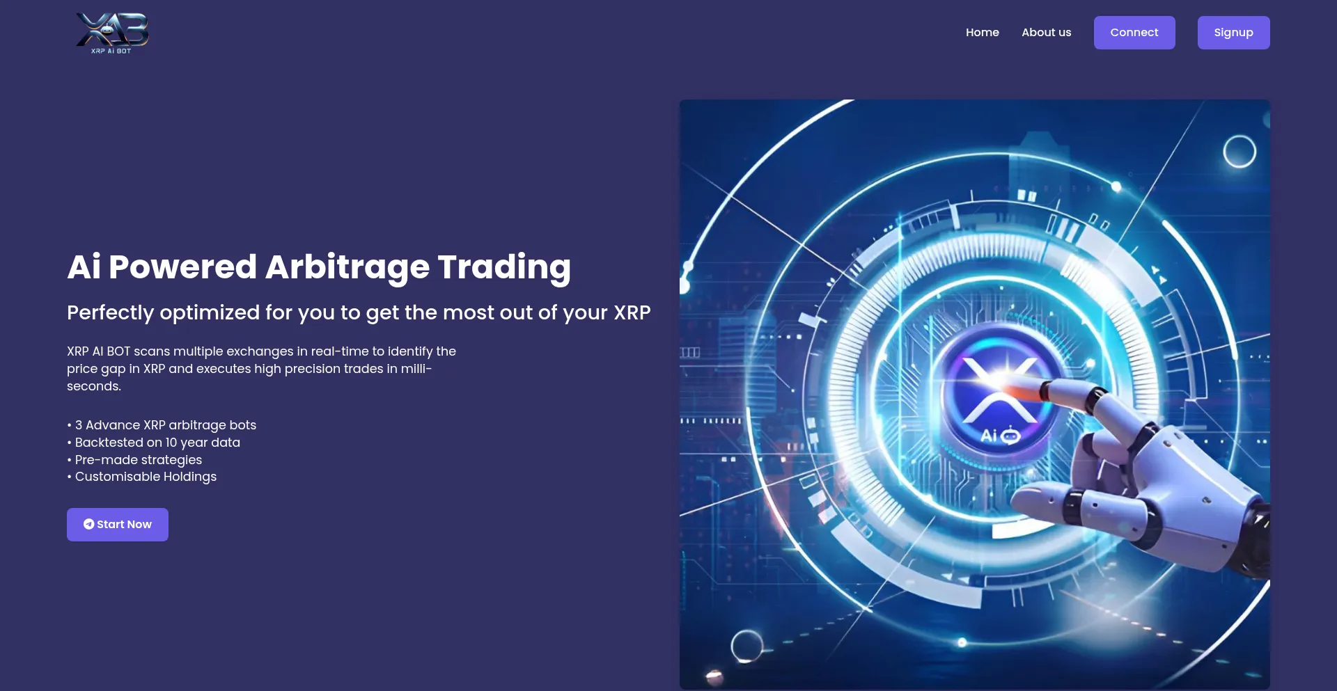Website screenshot of Xrpaibot.com