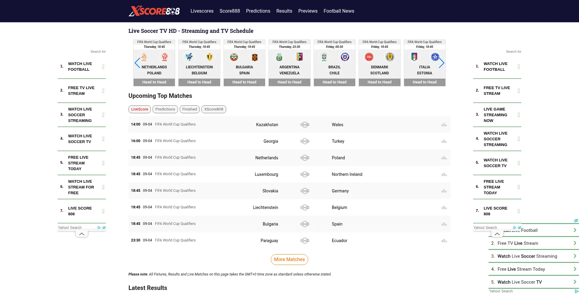 Website screenshot of Xscore808.com