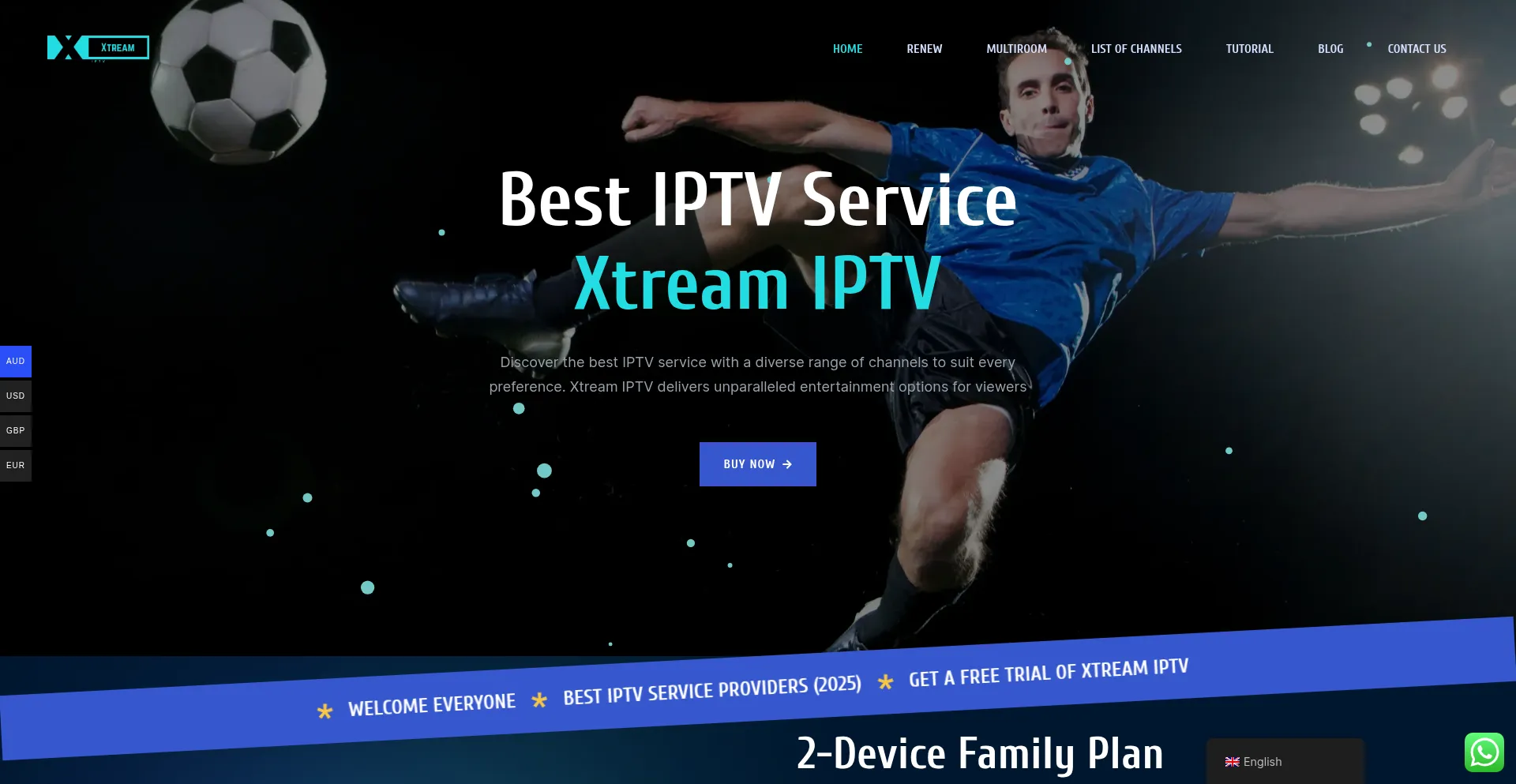 Website screenshot of Xtreamiptv.net