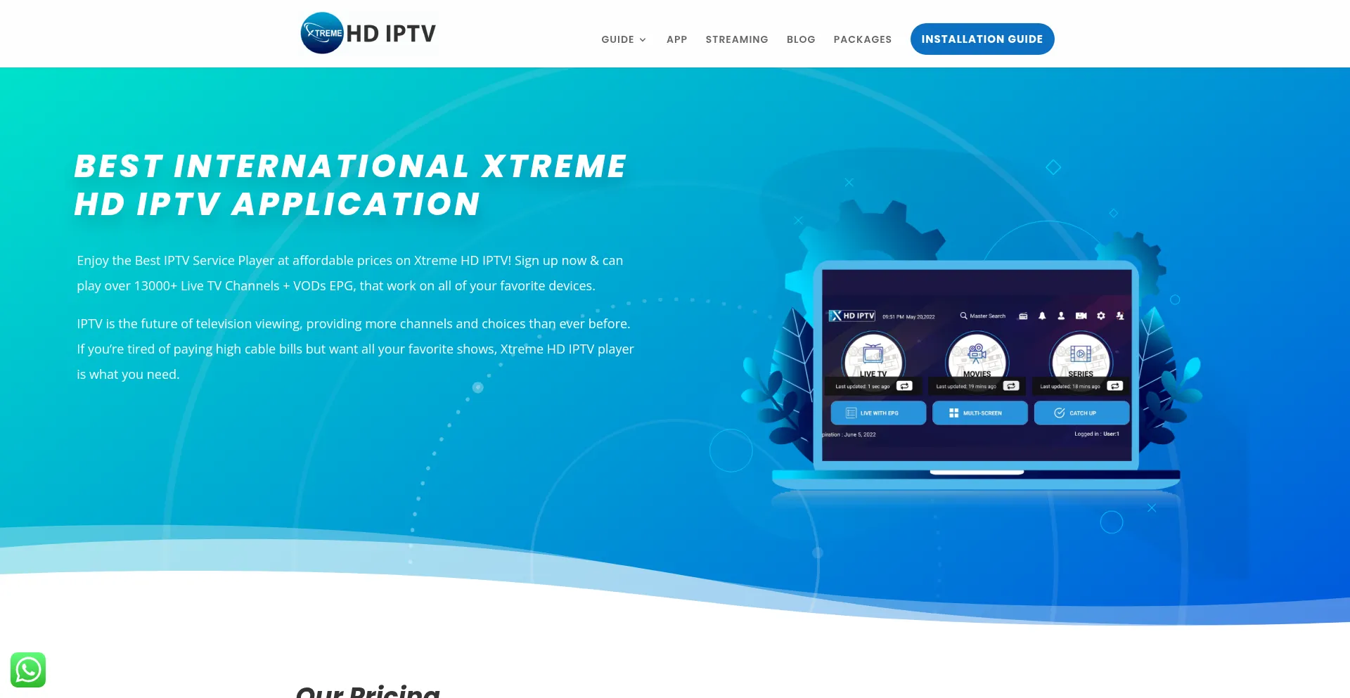 Website screenshot of Xtremehdiptv.in.net