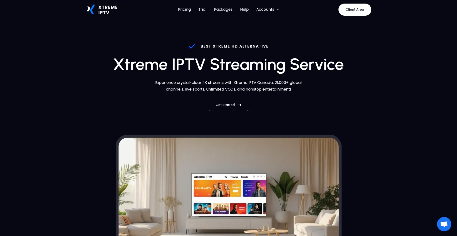 Website screenshot of Xtremeiptv.ca