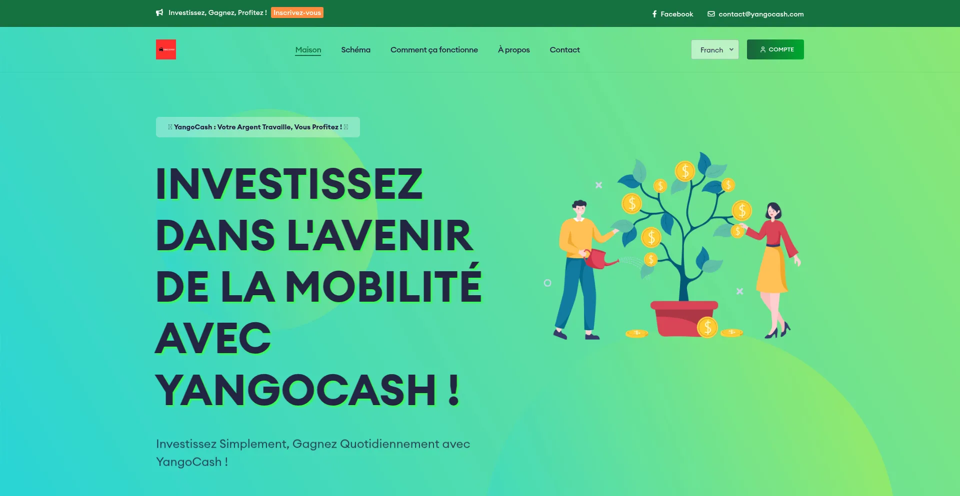 Website screenshot of Yangocash.com