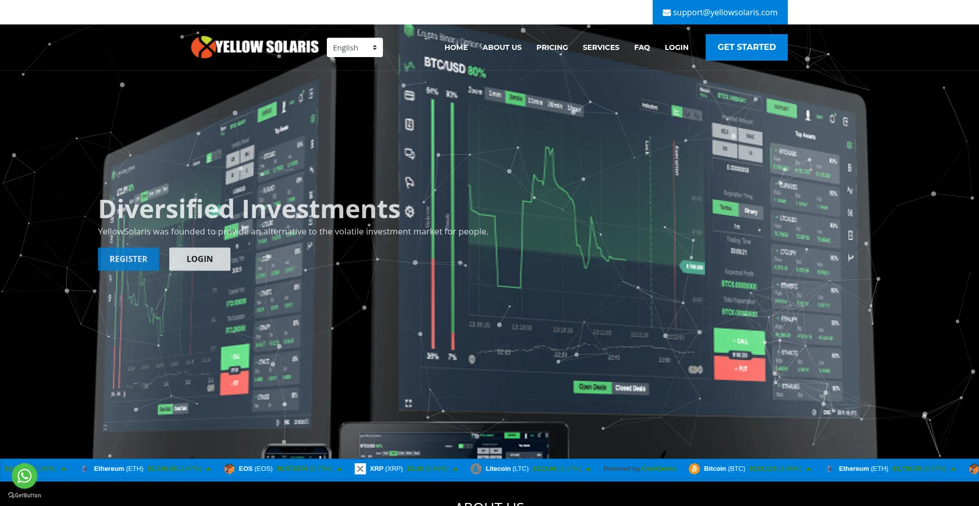 Website screenshot of Yellowsolaris.com