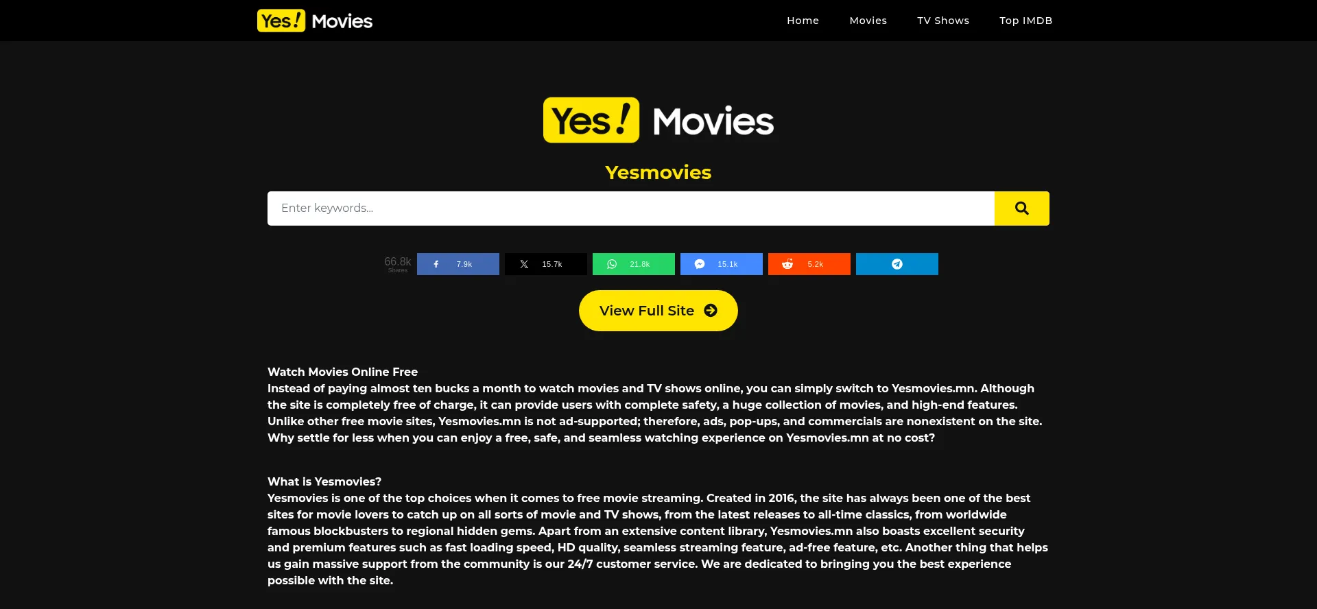 Website screenshot of Yesmovies.mn
