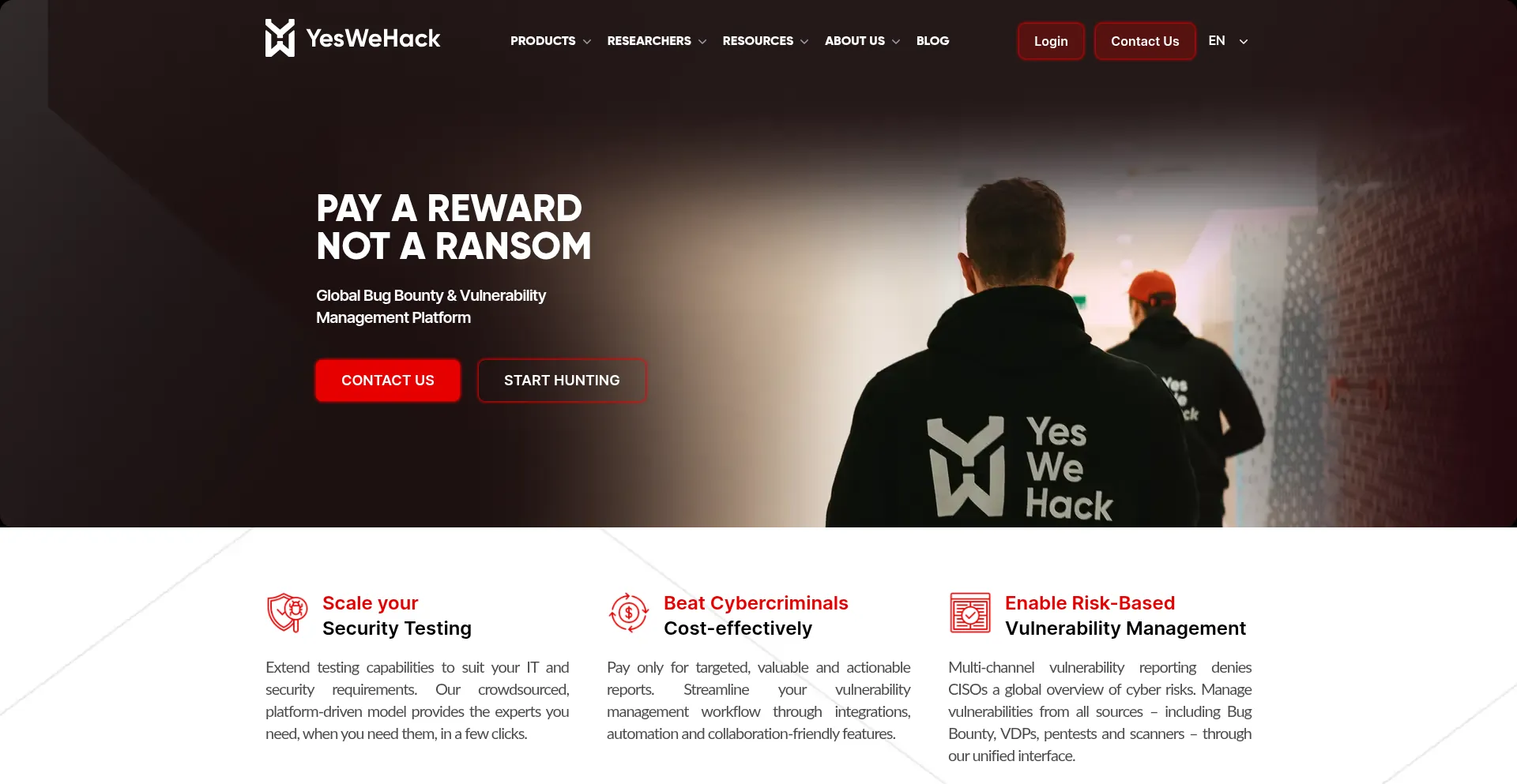 Website screenshot of Yeswehack.com