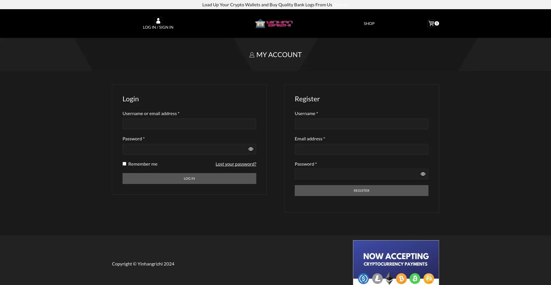 Website screenshot of Yinhangrizhi.ws