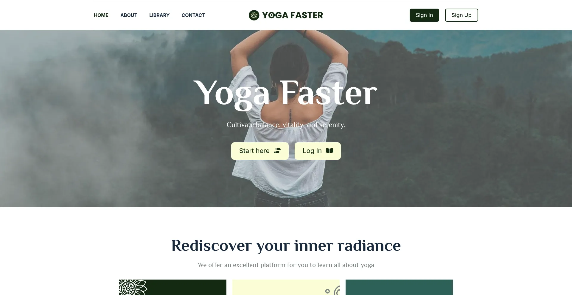 Website screenshot of Yogafaster.com