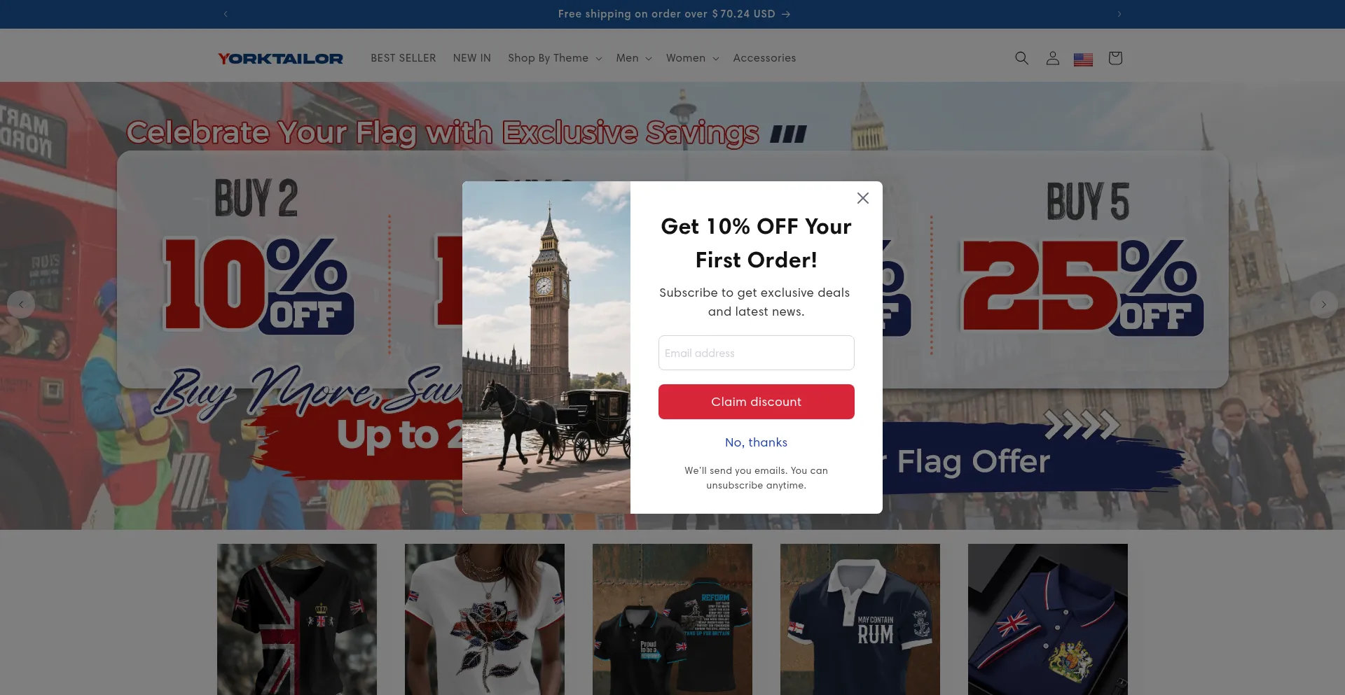 Website screenshot of Yorktailor.com