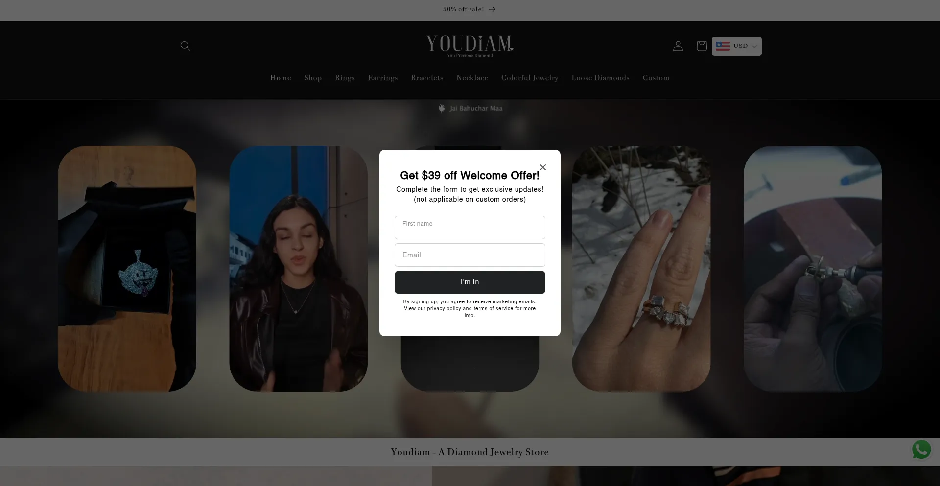 Website screenshot of Youdiam.com