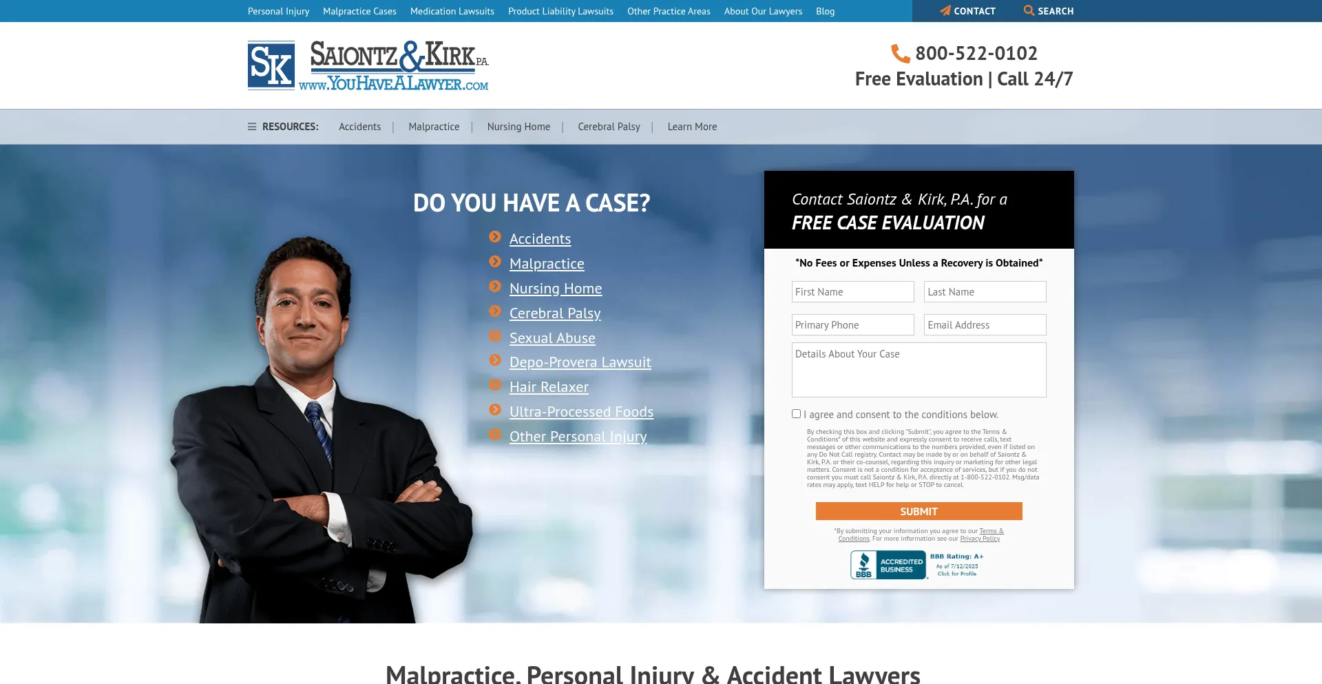 Website screenshot of Youhavealawyer.com
