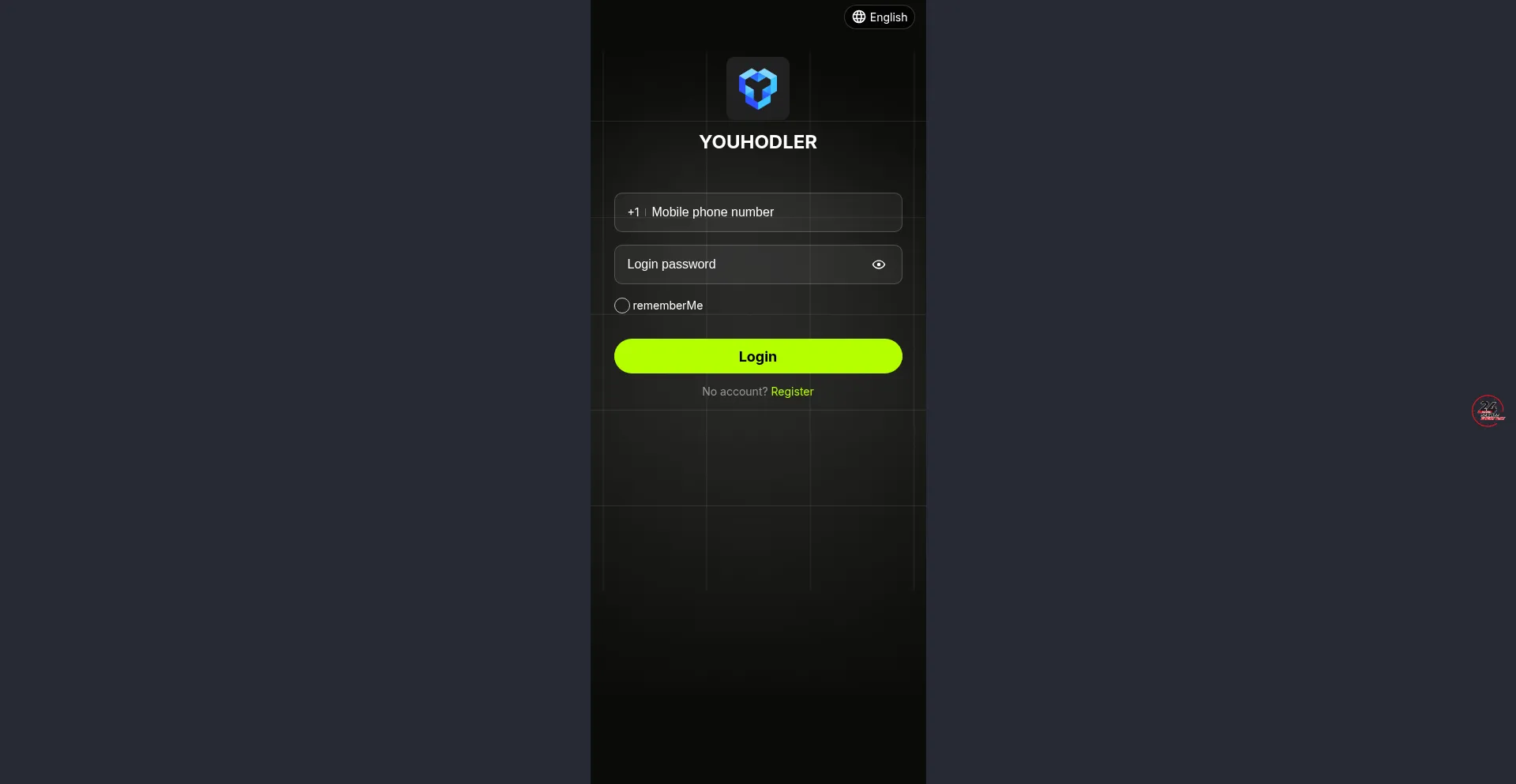 Website screenshot of Youhodler.biz
