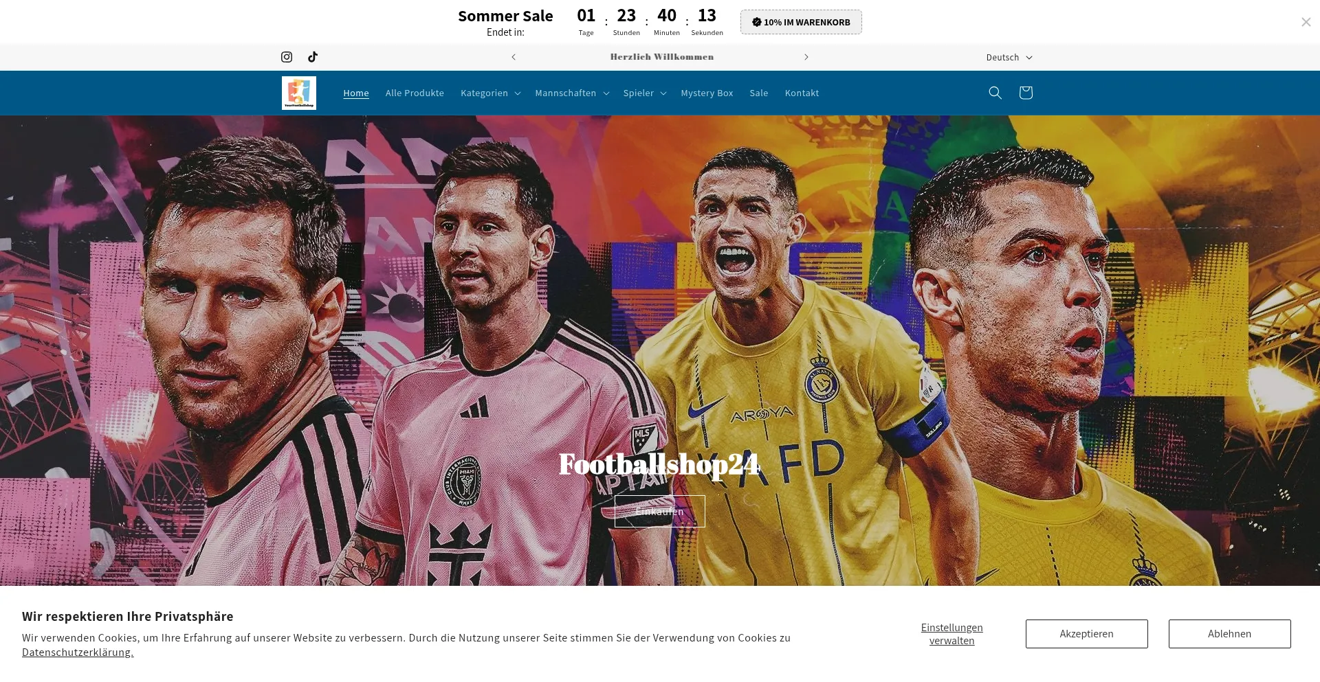 Website screenshot of Yourfootballshop24.com