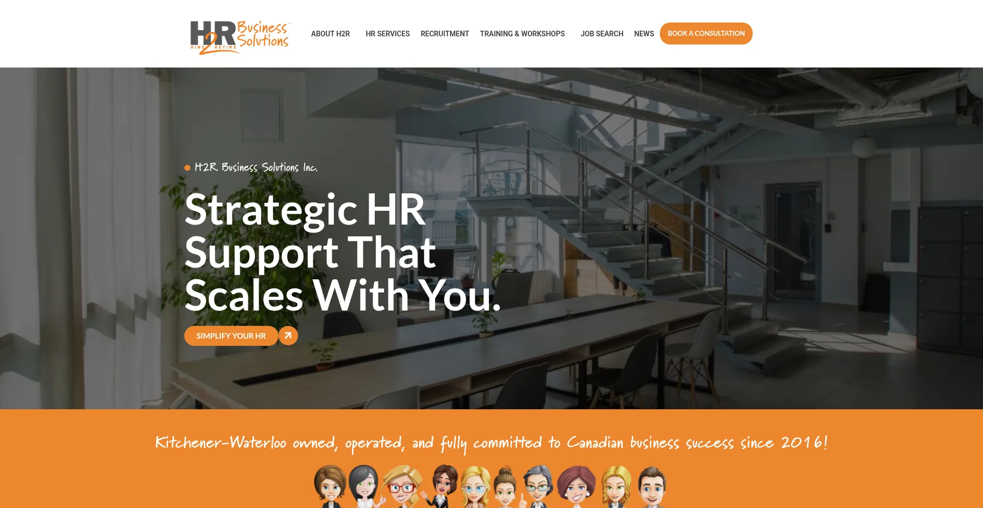 Website screenshot of Yourh2r.com
