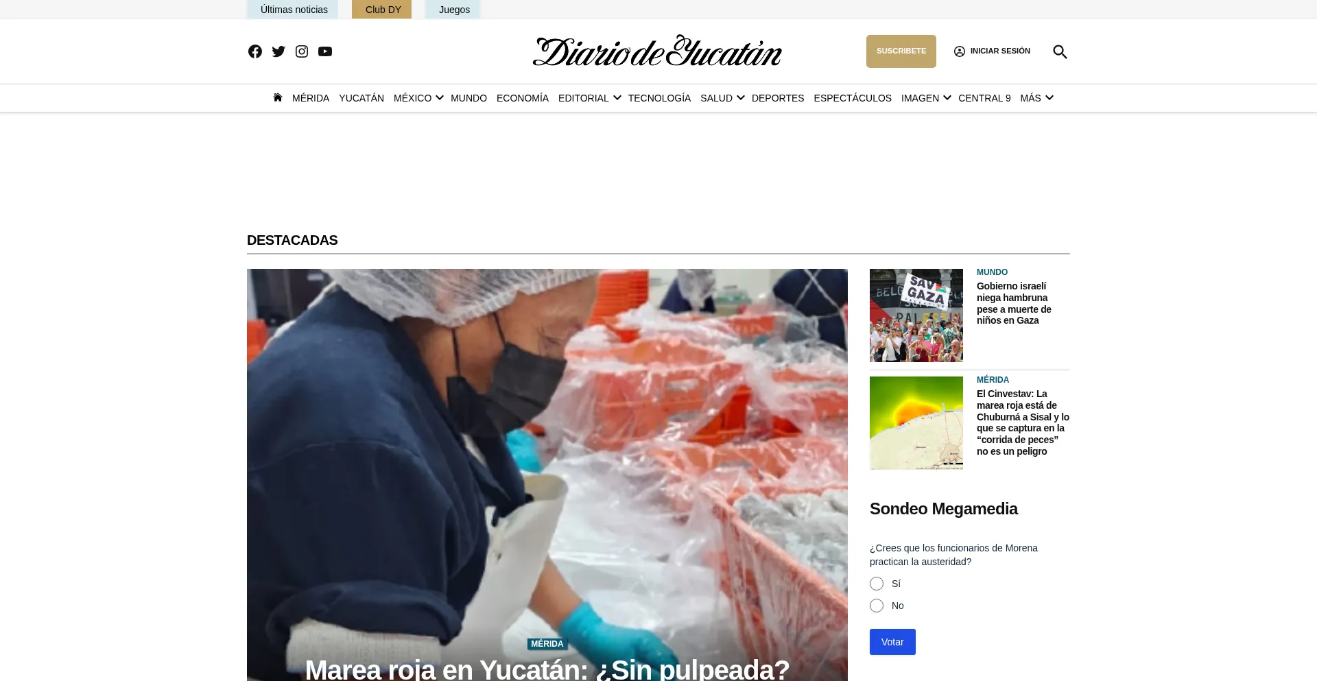 Website screenshot of Yucatan.com.mx