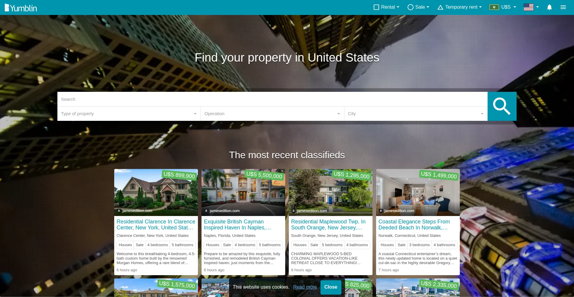 Website screenshot of Yumblin.com