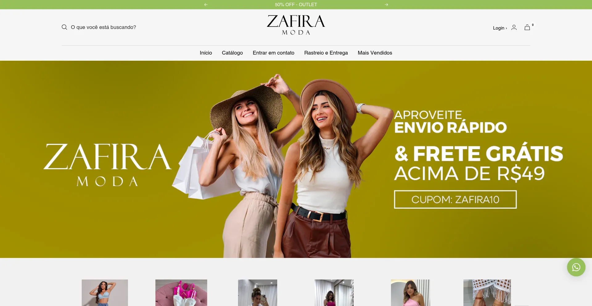 Website screenshot of Zafiramodabrasil.com