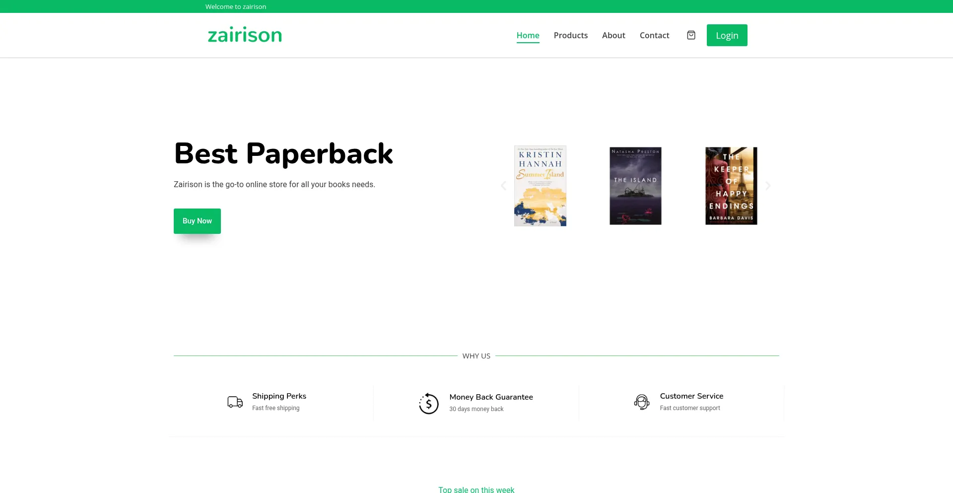 Website screenshot of Zairison.com