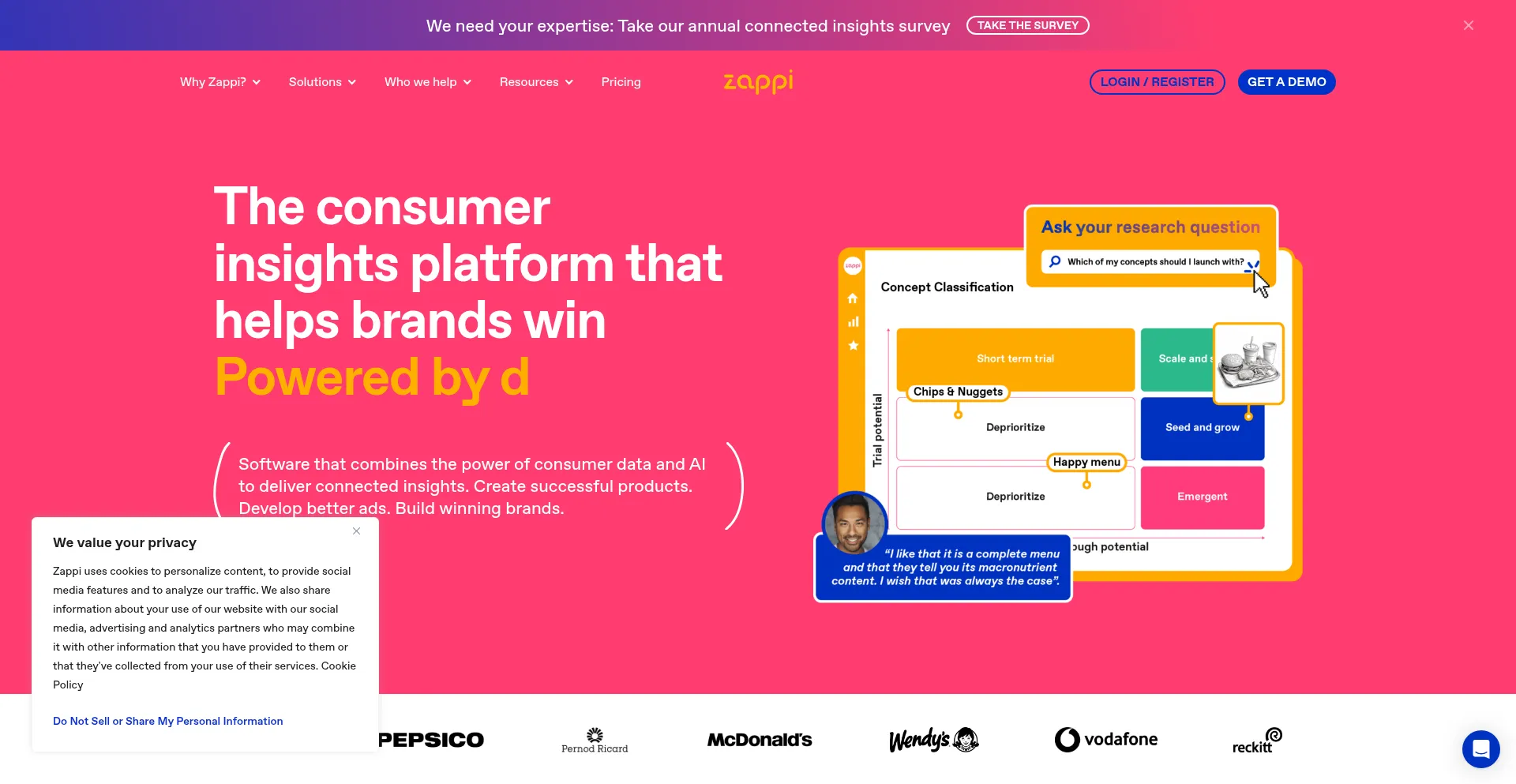 Website screenshot of Zappi.io