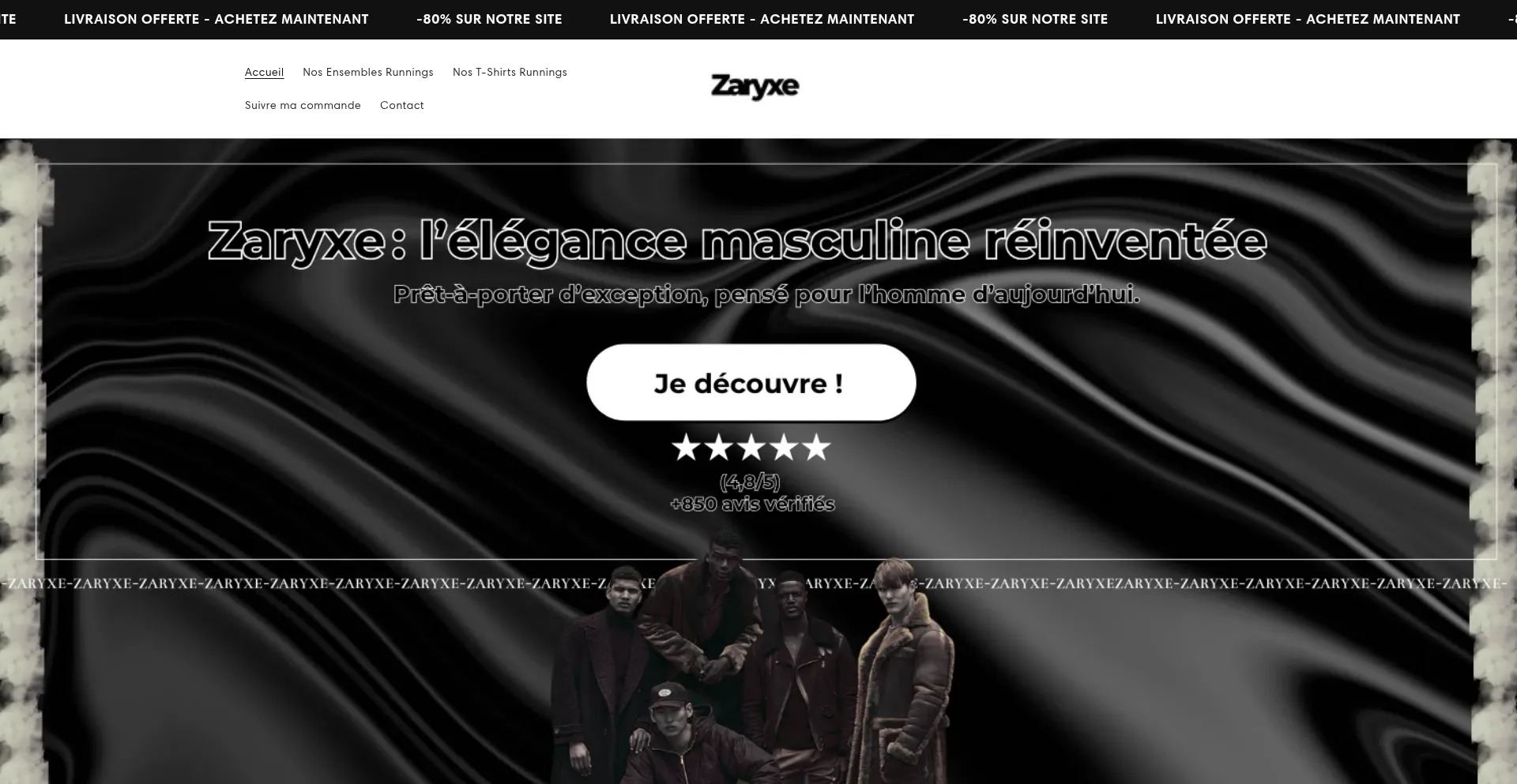 Website screenshot of Zaryxe.shop