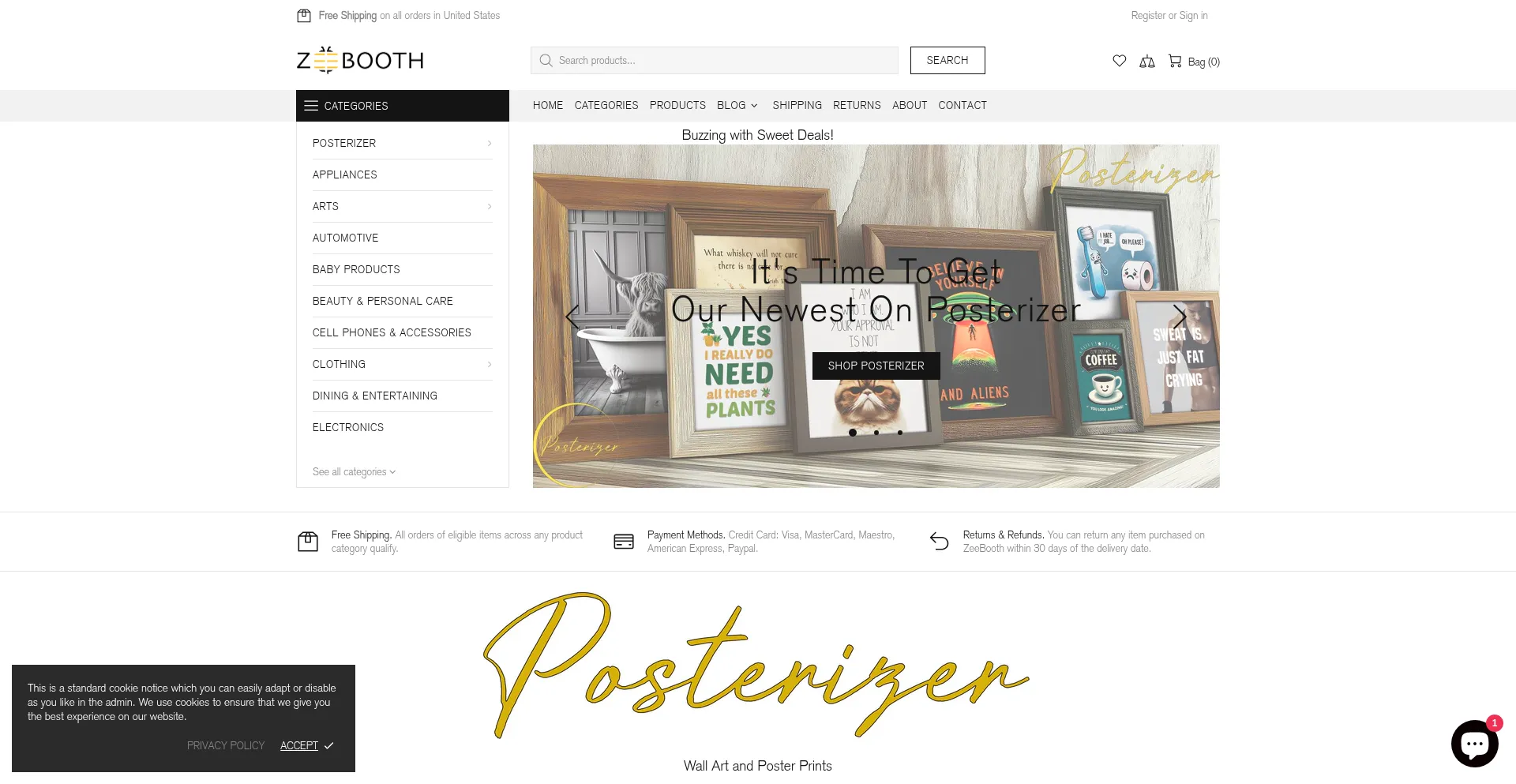 Website screenshot of Zeebooth.com