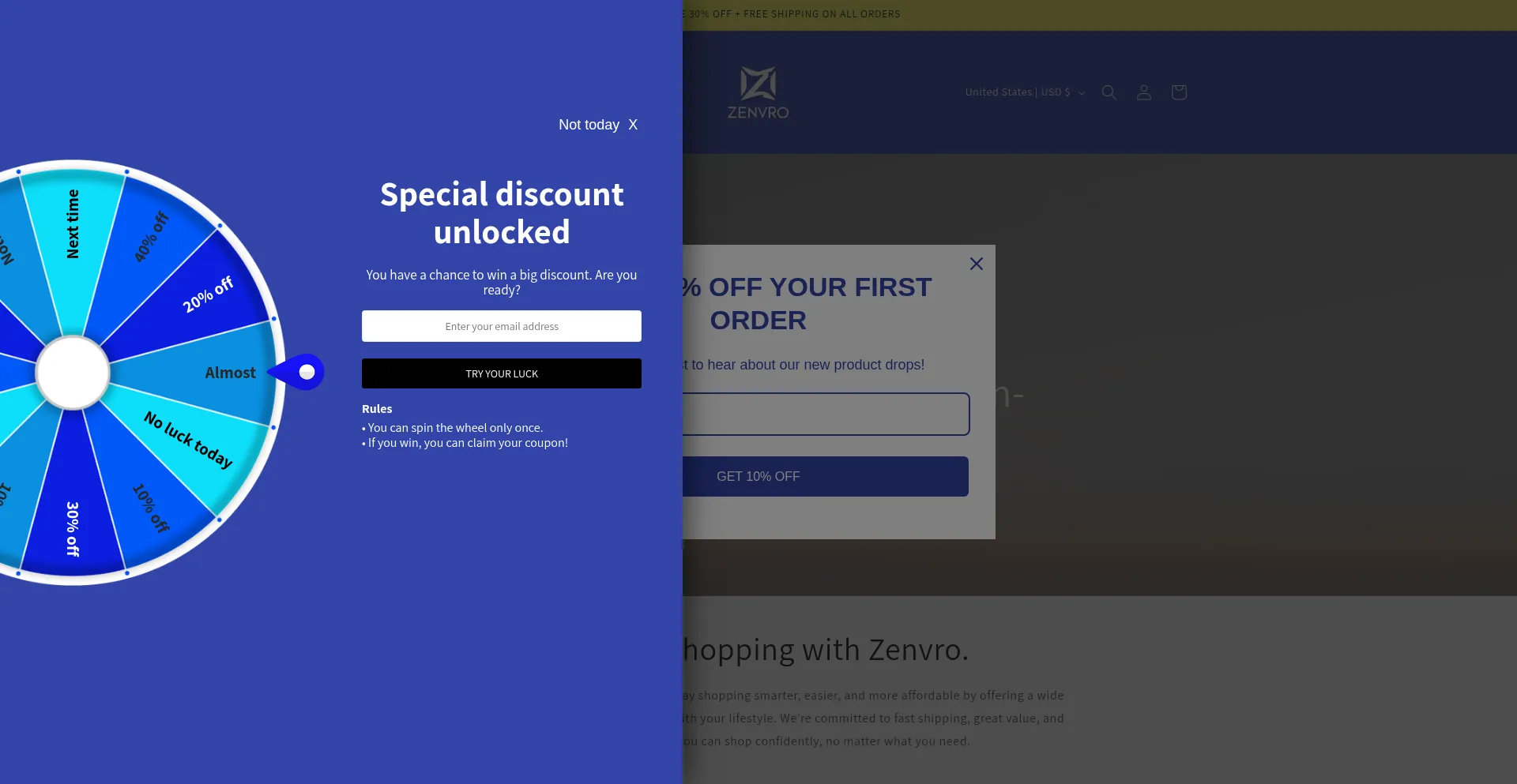 Website screenshot of Zenvro.store
