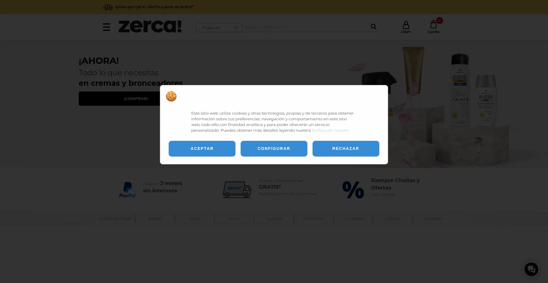 Website screenshot of Zerca.com