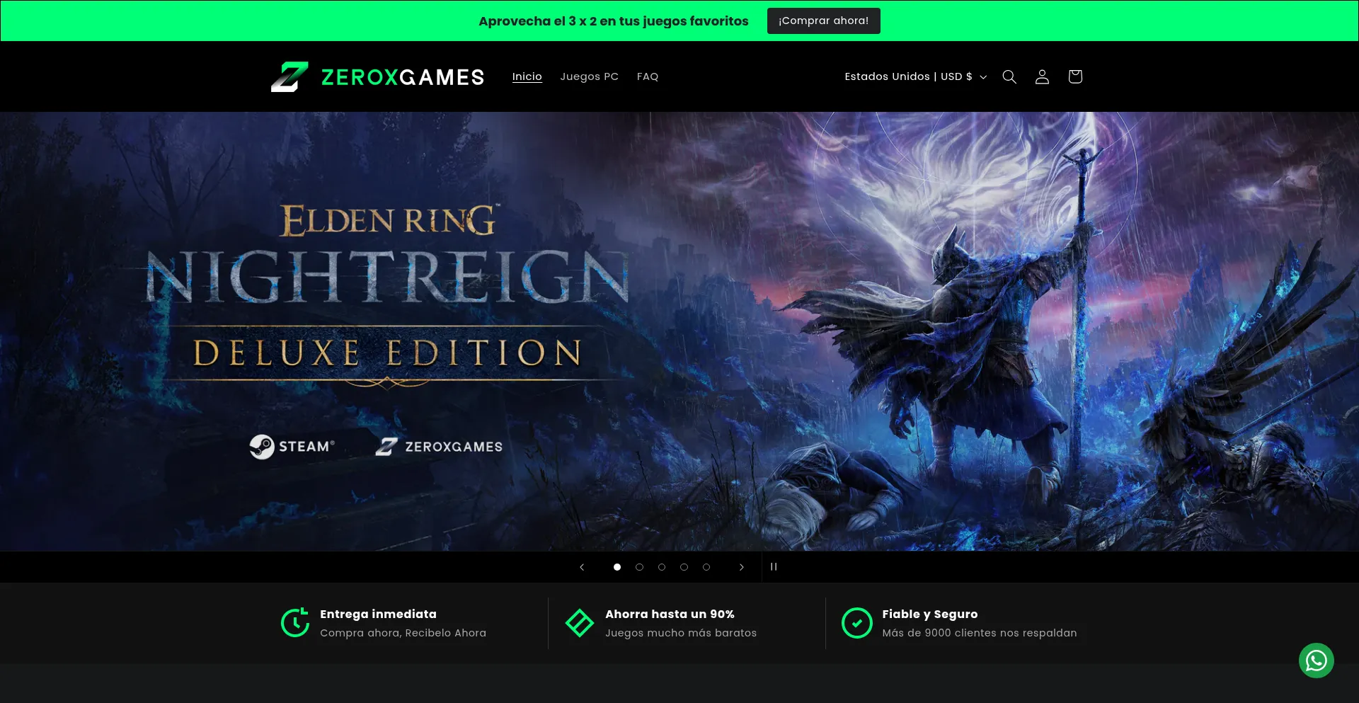 Website screenshot of Zeroxgames.gg