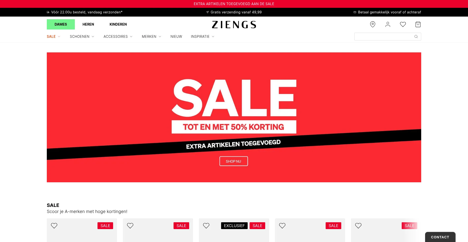 Website screenshot of Ziengs.nl