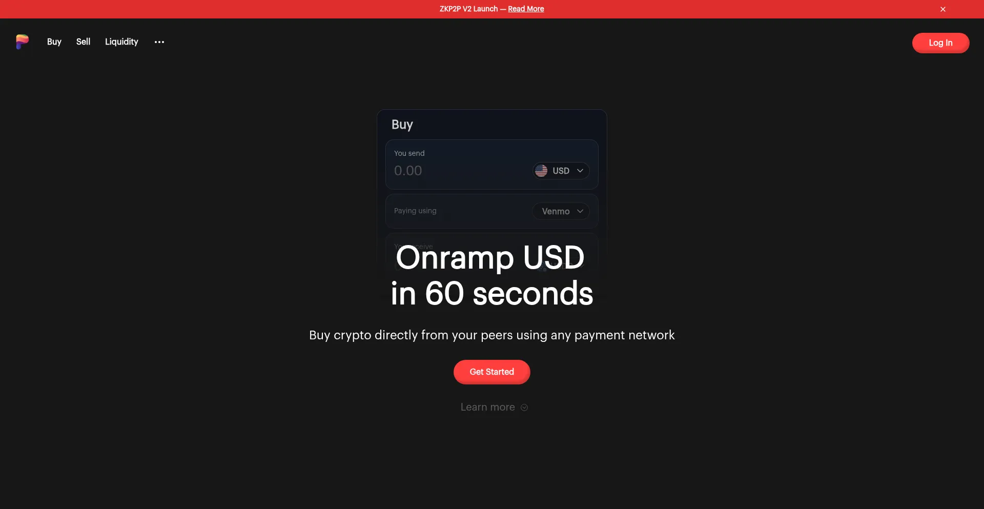 Website screenshot of Zkp2p.xyz