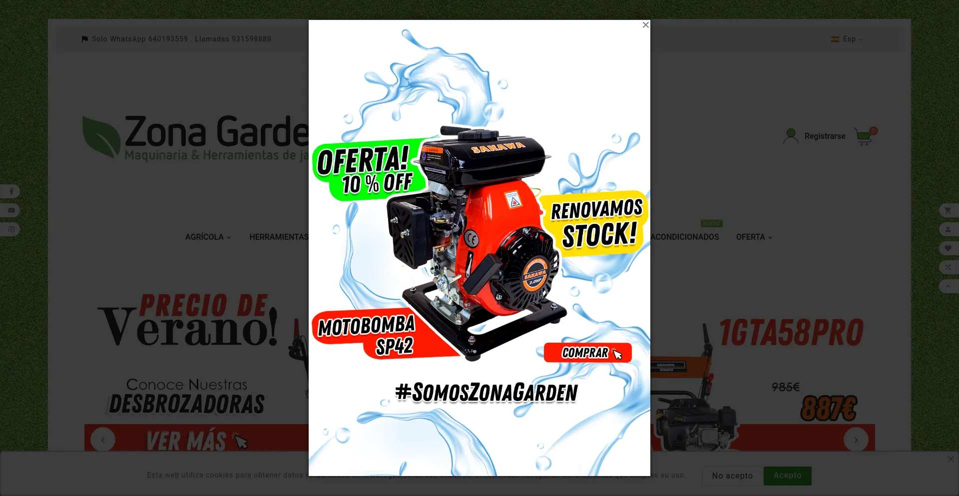 Website screenshot of Zonagarden.com