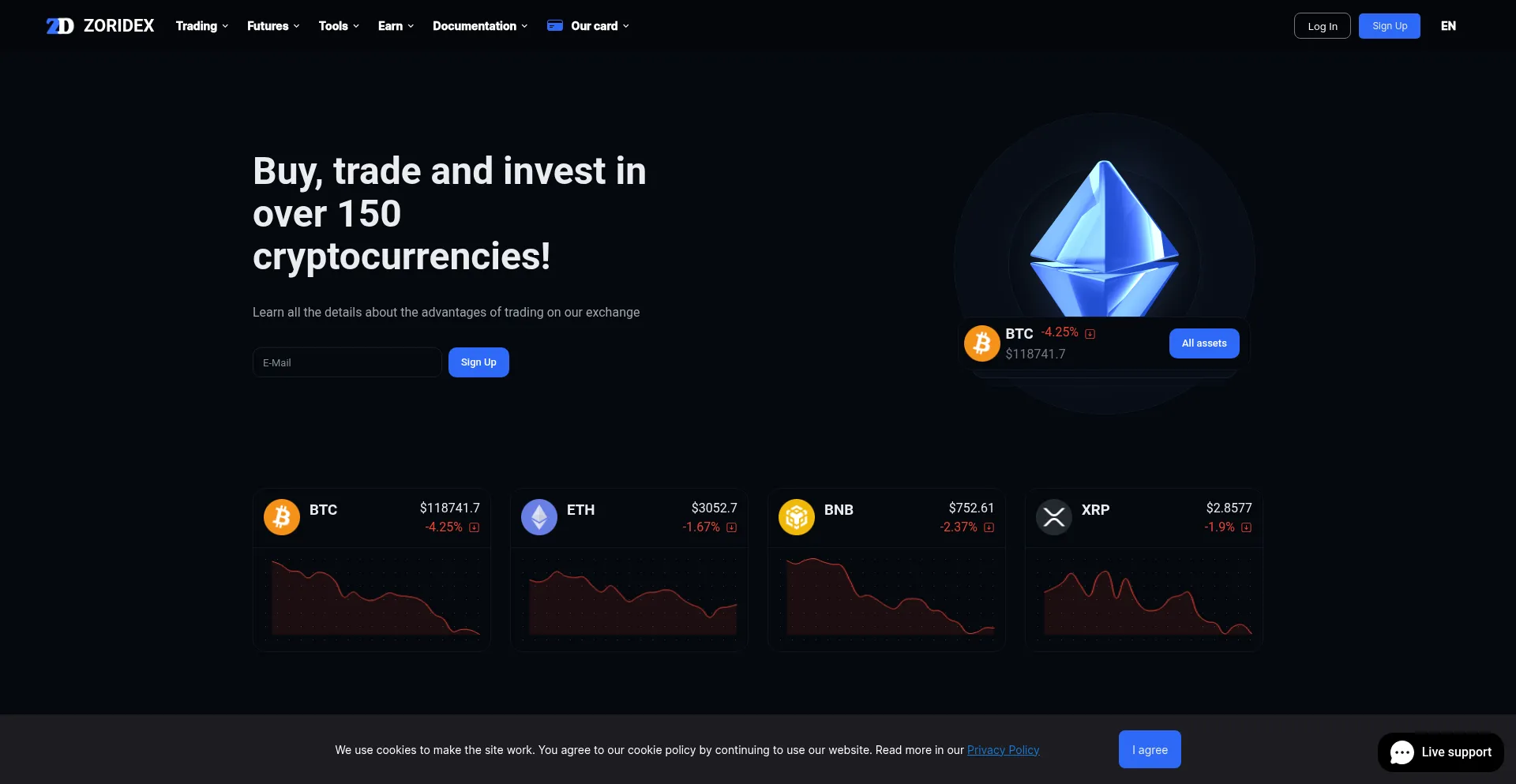 Website screenshot of Zoridex.com