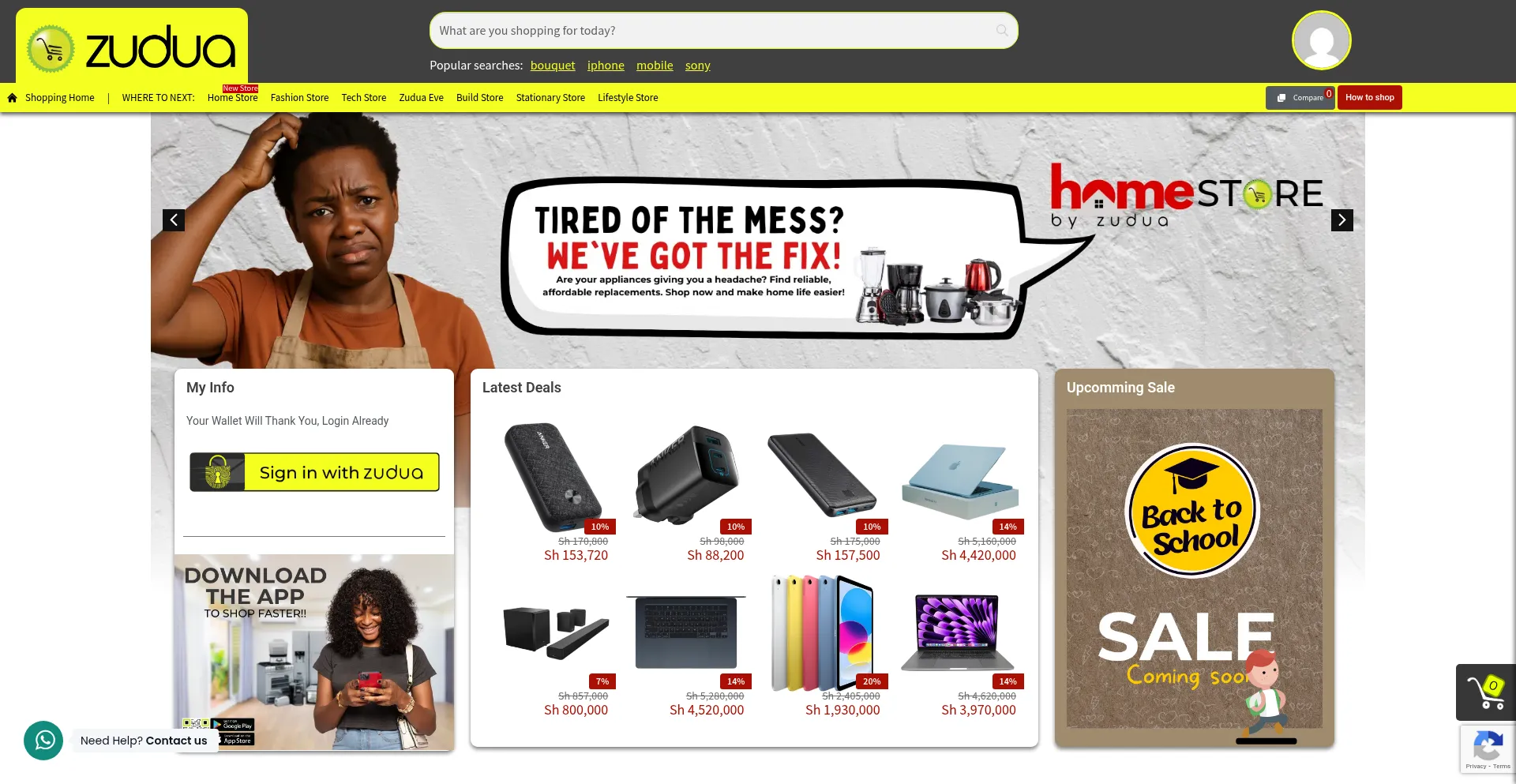 Website screenshot of Zudua.co.tz